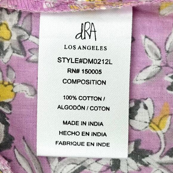 dRA Los Angeles Lilac Floral Block Print Cotton Midi Dress - Picture 11 of 12
